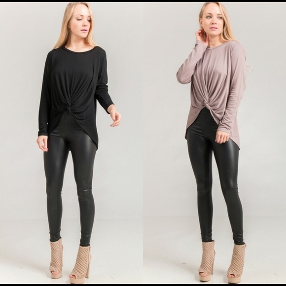 1 left! Mocha Knotted Top - Picture 3 of 3